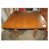 Square wood table, on wheels; with ...