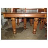 Square wood table, on wheels; with ...