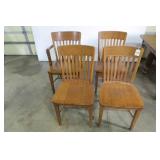 (4) Wood chairs, including one capt...