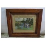 Matted and framed young lady with c...