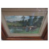 Matted and framed young lady with c...