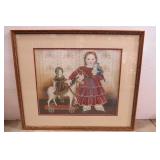 Matted and framed picture of girl w...