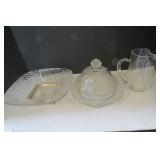 Pressed glass stemware, covered but...