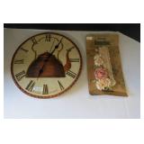 Wood items, clock, spoon holder, pl...