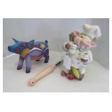 Decorative pig figures, lighter...
