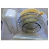 Tote of vintage Fry Oven glassware,...