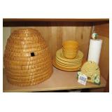 Yellow dishes and bowls, beehive an...