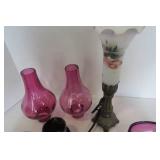 Wall pocket, table top lamp, chimne...