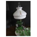Aladdin electrified lamp, green dep...