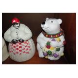 Cookie jar collection and cast iron...