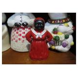 Cookie jar collection and cast iron...