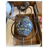 Pendant  light, done in blues and g...