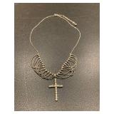 Fine silver and rhinestone-like cro...