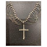 Fine silver and rhinestone-like cro...