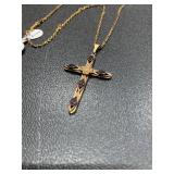 Victorian cross necklace with ameth...