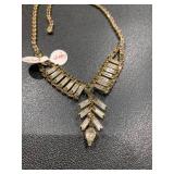 Gold-colored necklace with rhinesto...