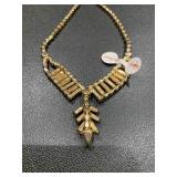 Gold-colored necklace with rhinesto...