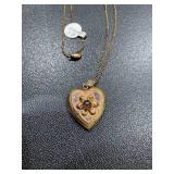 12K gold heart locket necklace and ...