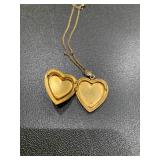 12K gold heart locket necklace and ...