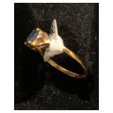 10K gold ring with sapphire and dia...