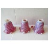 Cranberry glass shades, 2 are good...