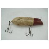 Vintage Wooden Fishing Lure Red & White 3.5" long
