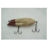 Vintage Wooden Fishing Lure Red & White 3.5" long