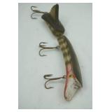 Vintage Burmet Muskie jointed metal Fishing Lure 8"