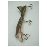Vintage Burmet Muskie jointed metal Fishing Lure 8"