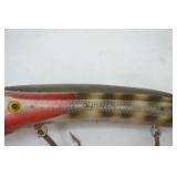 Vintage Burmet Muskie jointed metal Fishing Lure 8"