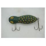 Vintage wooden fishing lure, frog spot