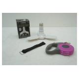 LED Panel Bulbs (2ct) and pet leash