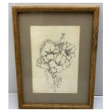 Vitage PETE MAY Iris Etchings Framed Behind Glass 10" x 13"