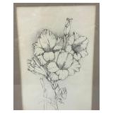 Vitage PETE MAY Iris Etchings Framed Behind Glass 10" x 13"