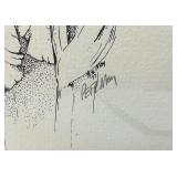 Vitage PETE MAY Iris Etchings Framed Behind Glass 10" x 13"