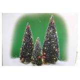 Set of 3 Twinkling Green Lit Trees Village Accessories