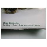 Set of 3 Twinkling Green Lit Trees Village Accessories