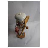 Wooden Chef Nutcracker with Spoon and Fabric Accents