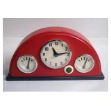 Retro Red Desktop Clock with Gas and RPM Gauges Design
