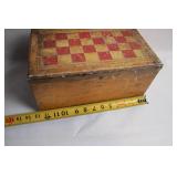 Vintage Wooden Chessboard Storage Box with Checkered Design