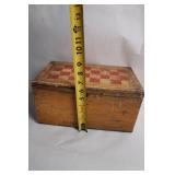 Vintage Wooden Chessboard Storage Box with Checkered Design