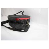 Black Nylon Travel Bag with Red Zipper