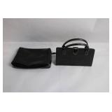 Set of 2 Black Handbags with Crocodile Texture and Smooth Finish