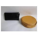 Designer Black Leather Wallet and Tan Cosmetic Case Set