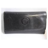 Designer Black Leather Wallet and Tan Cosmetic Case Set