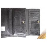 Designer Black Leather Wallet and Tan Cosmetic Case Set