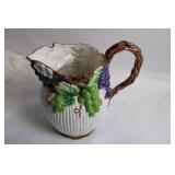 Vintage Ceramic Pitcher with Grape Motif
