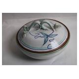 Handcrafted Ceramic Lidded Dish with Floral Design