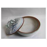 Handcrafted Ceramic Lidded Dish with Floral Design