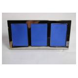 Triple Opening Picture Frame with Blue Background